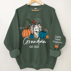 Lofaris Fall Pumpkin Grandma Est Year Customized Sweatshirt