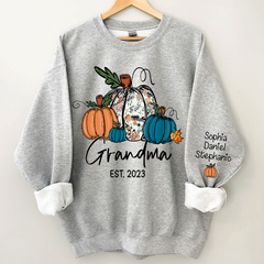 Lofaris Fall Pumpkin Grandma Est Year Customized Sweatshirt