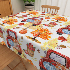 Lofaris Fall Thanksgiving Truck Maple Leaf Leaves Tablecloth