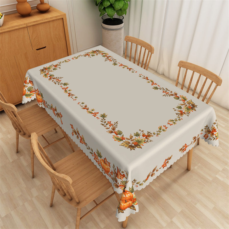 Lofaris Fall Yellow Leaves Pumpkin Rustic Bistro Tablecloth