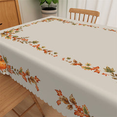 Lofaris Fall Yellow Leaves Pumpkin Rustic Bistro Tablecloth