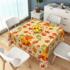 Lofaris Fallen Maple Leaves Autumn Pumpkin Square Tablecloth