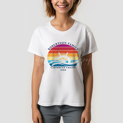 Lofaris Family Cruise Nautical Ship Retro Sunset T-Shirt