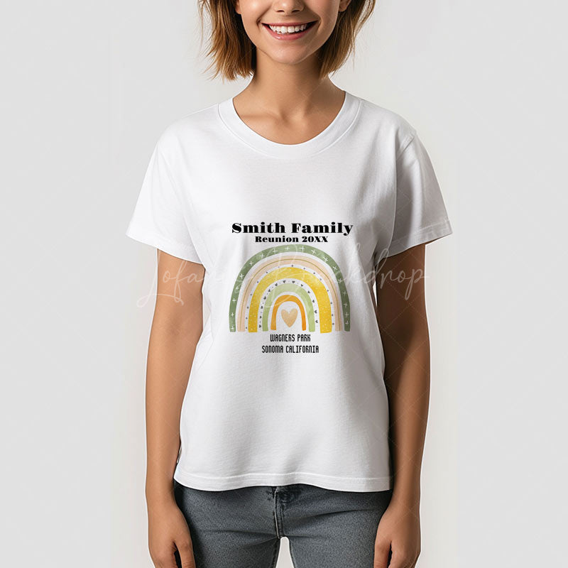 Lofaris Family Reunion Custom Green Rainbow Heart T-Shirt