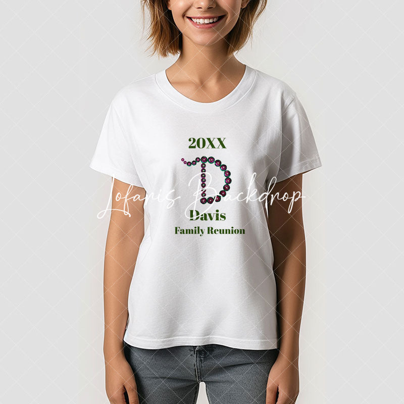 Lofaris Family Reunion Custom Name Green Letter T-Shirt