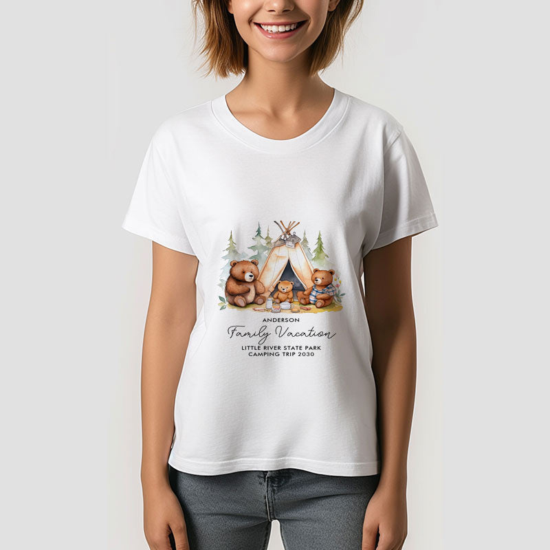 Lofaris Family Vacation Personalized Cute Camping Bears TShirt