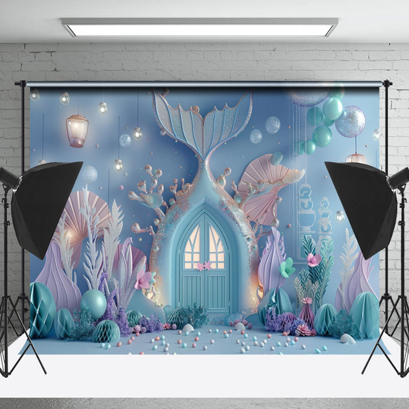 Lofaris Fancy Pearls Mermaid Room Cake Smash Photo Backdrop