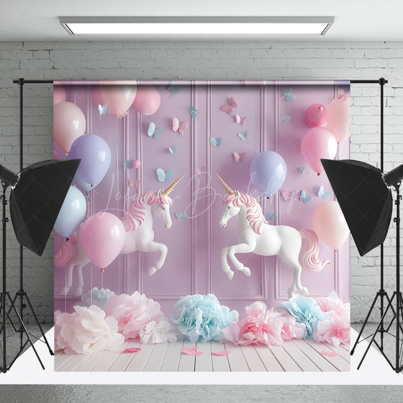 Lofaris Fantasy Balloons Unicorn Purple Wall Photo Backdrop