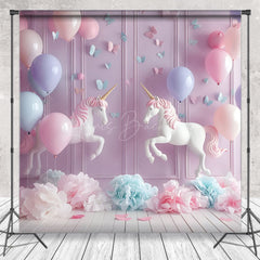 Lofaris Fantasy Balloons Unicorn Purple Wall Photo Backdrop