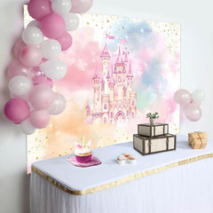 Lofaris Fantasy Cloud Glitter Castle Girl Birthday Backdrop