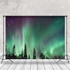 Lofaris Fantasy Green Aurora Light Forest Photo Backdrop