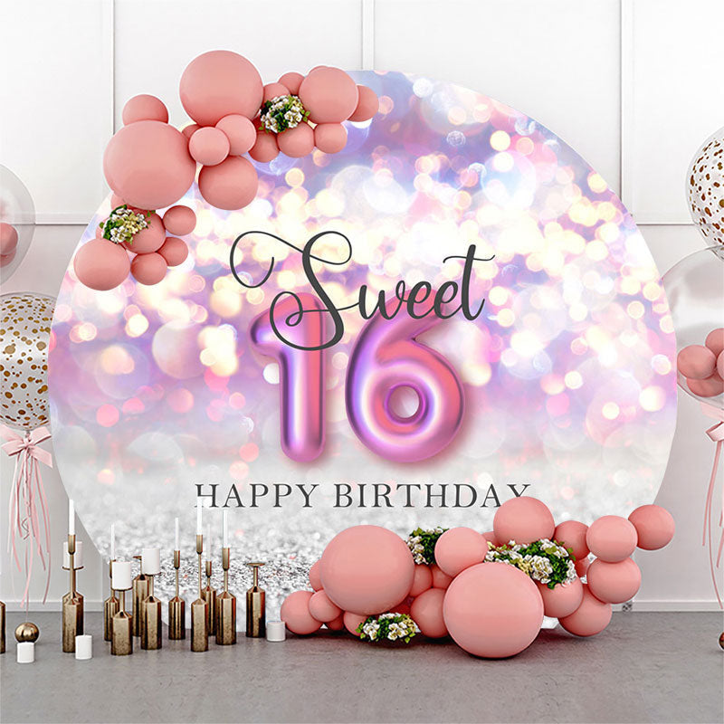 Lofaris Fantasy Light Bokeh Sweet 16 Round Birthday Backdrop