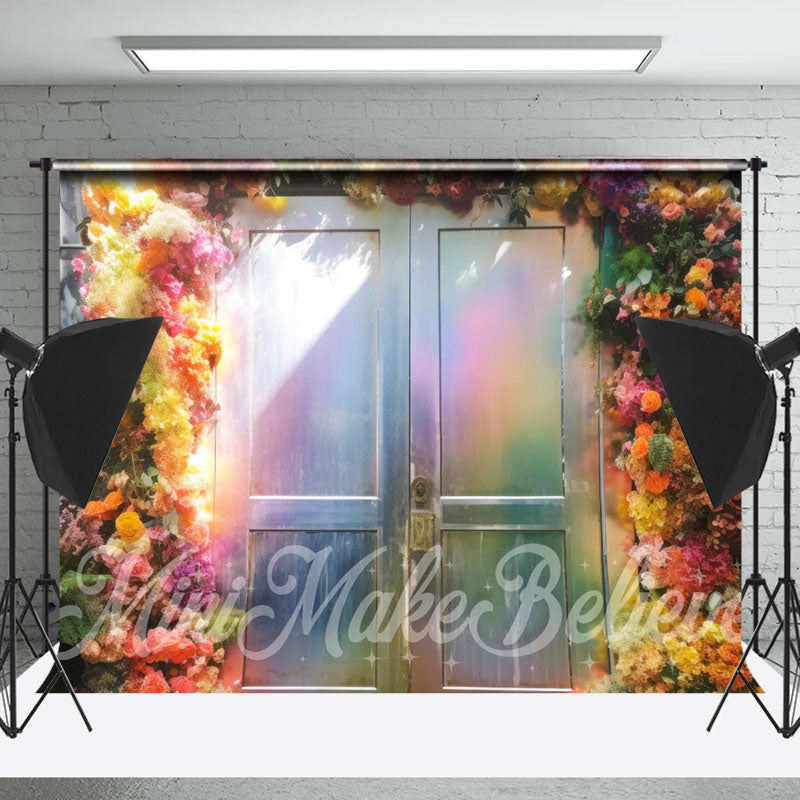 Lofaris Fantasy Mottled Color Floral Wood Door Backdrop