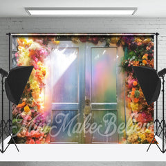 Lofaris Fantasy Mottled Color Floral Wood Door Backdrop