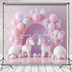 Lofaris Fantasy Pink Arch Balloons Unicorn Photo Backdrop