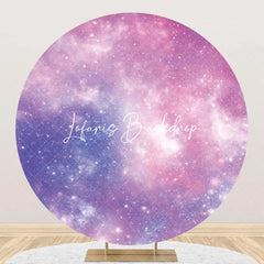 Lofaris Fantasy Purple Space Sparkly Round Birthday Backdrop