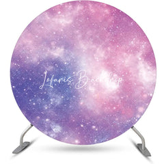 Lofaris Fantasy Purple Space Sparkly Round Birthday Backdrop