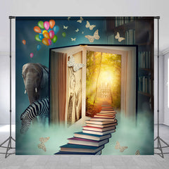 Lofaris Fantasy Upstairs to Magic Book Forest Zebra Backdrop