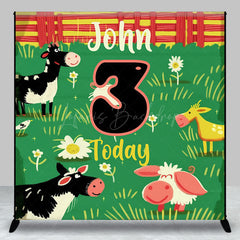 Lofaris Farm Animals Lawn Custom Name 3rd Birthday Backdrop