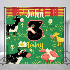 Lofaris Farm Animals Lawn Custom Name 3rd Birthday Backdrop