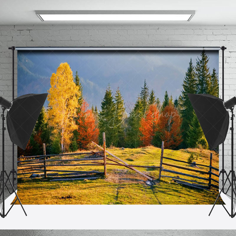 Lofaris Farm Autumn Woods And Grass Landscape Photo Backdrop