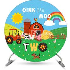 Lofaris Farm Barn Oink Baa Moo Round 2nd Birthday Backdrop