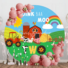 Lofaris Farm Barn Oink Baa Moo Round 2nd Birthday Backdrop