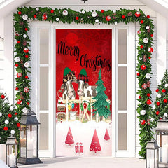 Lofaris Farm Bullpen Cows Tree Snow Christmas Door Cover