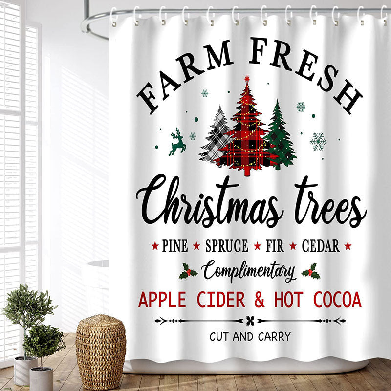 Lofaris Farm Fresh Christmas Trees White Shower Curtain