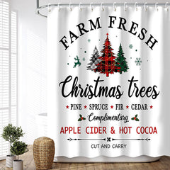 Lofaris Farm Fresh Christmas Trees White Shower Curtain