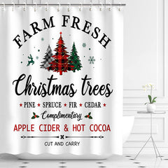 Lofaris Farm Fresh Christmas Trees White Shower Curtain