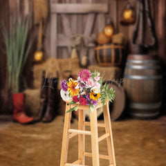 Lofaris Farm Haystack Wooden Cowboy Photography Backdrop