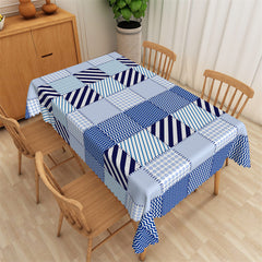 Lofaris Fashionable Blue Stripe Splice Plaid Tablecloth