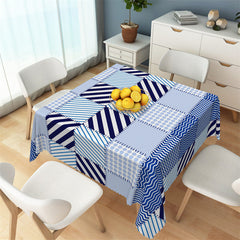 Lofaris Fashionable Blue Stripe Splice Plaid Tablecloth