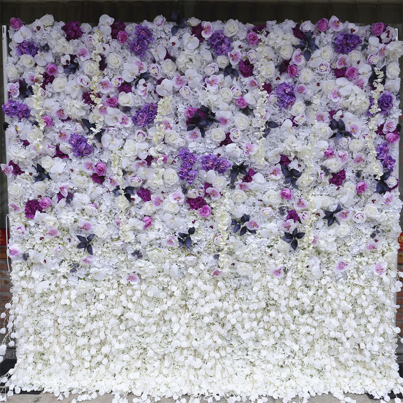 Lofaris Faux Purple And White Flower Wall Wedding Party Decor