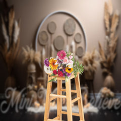 Lofaris Feather Dried Flowers Indoor Boho Backdrop For Photo