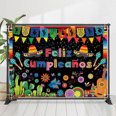 Lofaris Feliz Cumpleanos Cactus Mexican Fiesta Backdrop