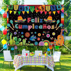 Lofaris Feliz Cumpleanos Cactus Mexican Fiesta Backdrop