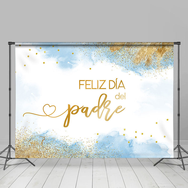 Lofaris Feliz Dia De Padre Blue Gold Fathers Day Backdrop