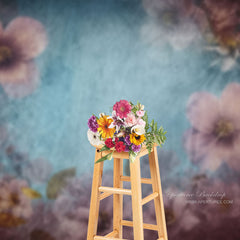 Lofaris Fine Art Pink Floral Blue Abstract Photo Backdrop