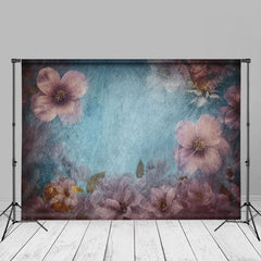 Lofaris Fine Art Pink Floral Blue Abstract Photo Backdrop