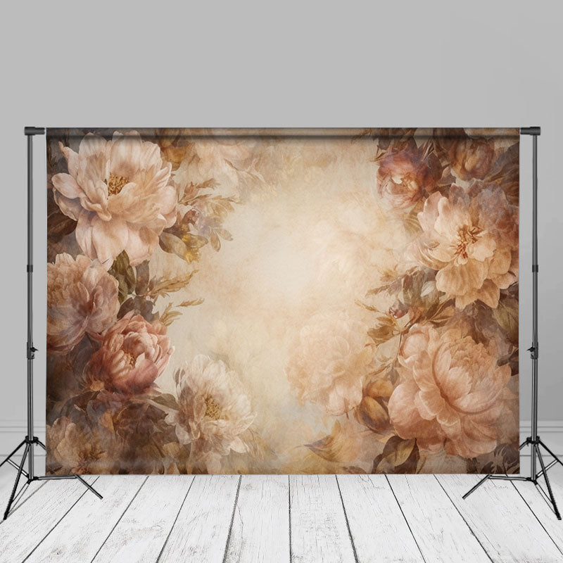 Lofaris Fine Art Romantic Floral Beige Abstaract Backdrop