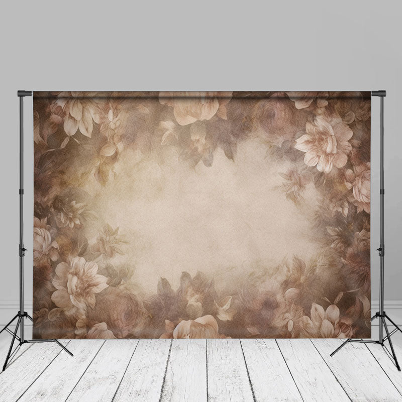 Lofaris Fine Art Soft Brown Floral Backdrop For Maternity