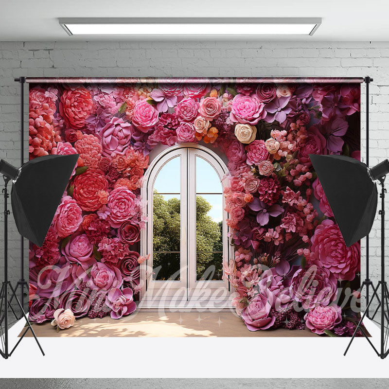 Lofaris Fine Art Vintage Floral Window Photography Backdrop