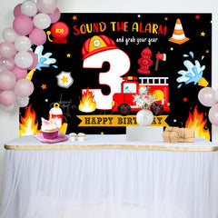 Lofaris Firefighting Sound The Alarm 3rd Birthday Backdrop