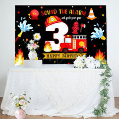 Lofaris Firefighting Sound The Alarm 3rd Birthday Backdrop