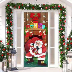 Lofaris Fireplace Santa Gift Stockings Christmas Door Cover