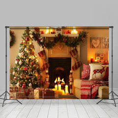 Lofaris Fireplace Tree Stockings Christmas Family Backdrop