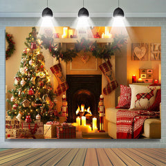 Lofaris Fireplace Tree Stockings Christmas Family Backdrop