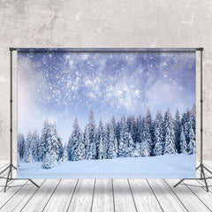 Lofaris Fireworks Snow Scene Pine Forest Photography Backdrop